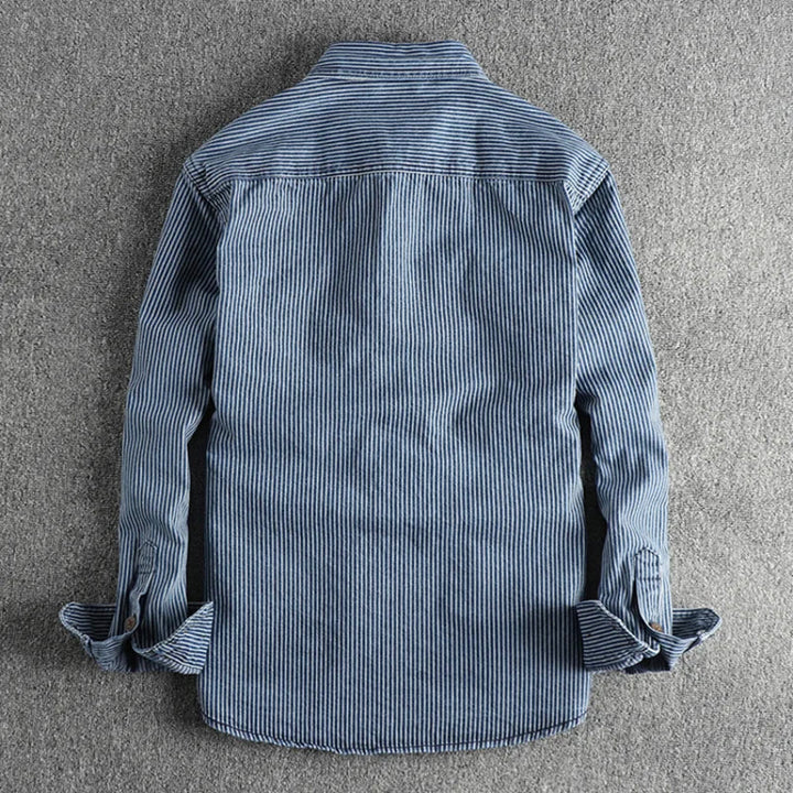 Herren Langarmhemd mit Brusttaschen und Knopfleiste vorne