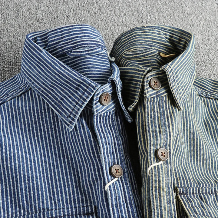 Herren Langarmhemd mit Brusttaschen und Knopfleiste vorne