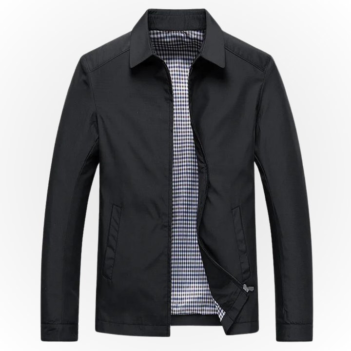 Herren Langarmjacke mit Reißverschlussfront und kariertem Futter