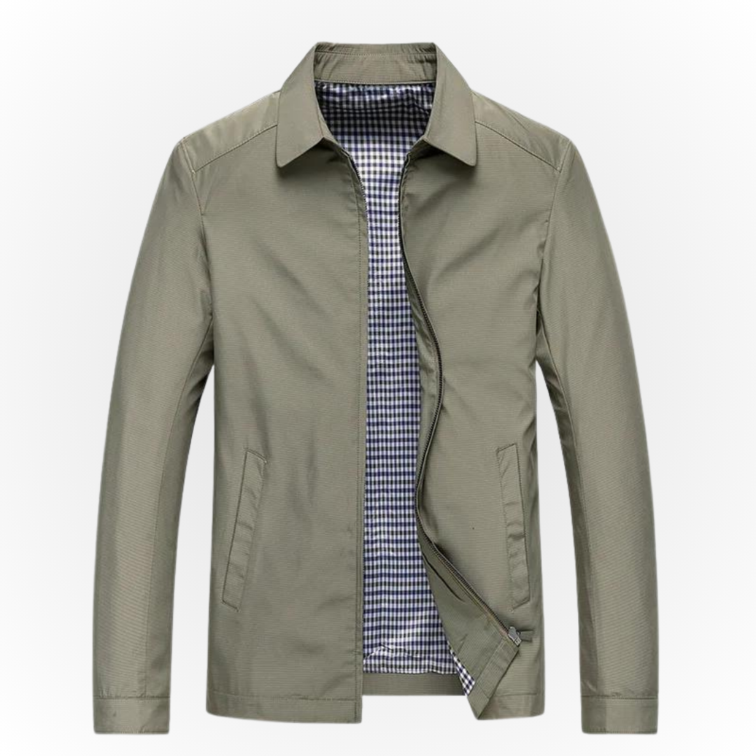 Herren Langarmjacke mit Reißverschlussfront und kariertem Futter
