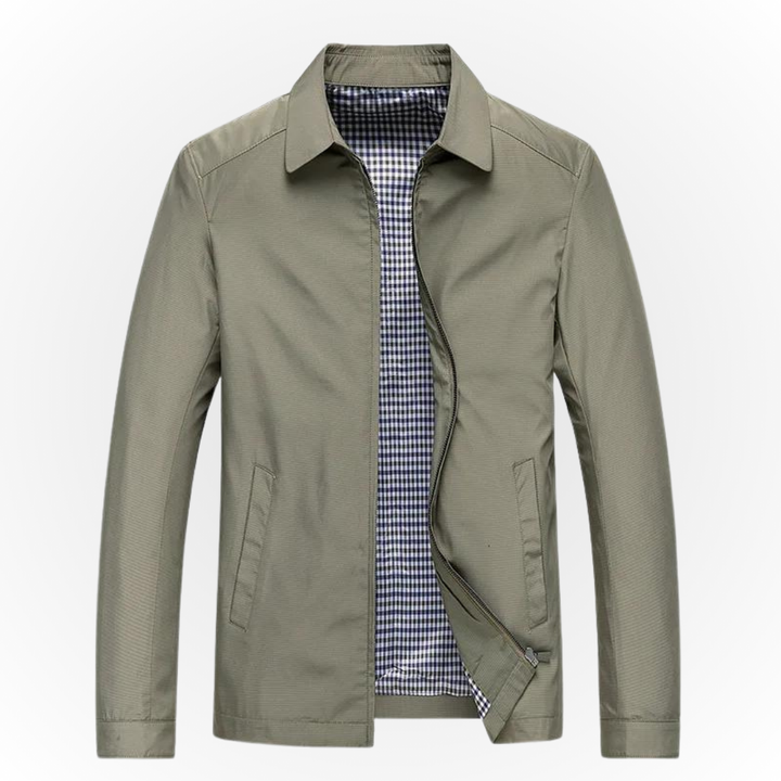 Herren Langarmjacke mit Reißverschlussfront und kariertem Futter