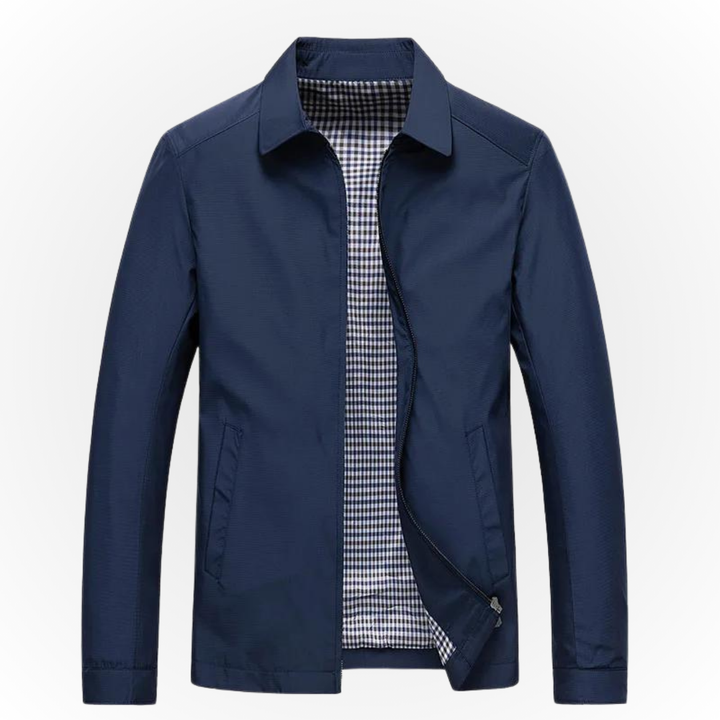 Herren Langarmjacke mit Reißverschlussfront und kariertem Futter