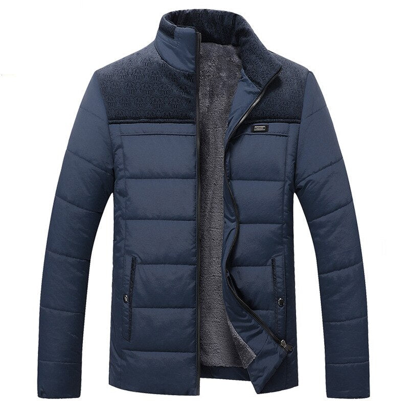 Herren Langarmjacke mit Stehkragen und Seitlichen Reißverschlusstaschen
