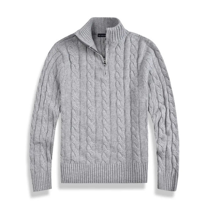 Herren Langarmpullover mit hohem Geripptem Kragen und Geripptem Saum