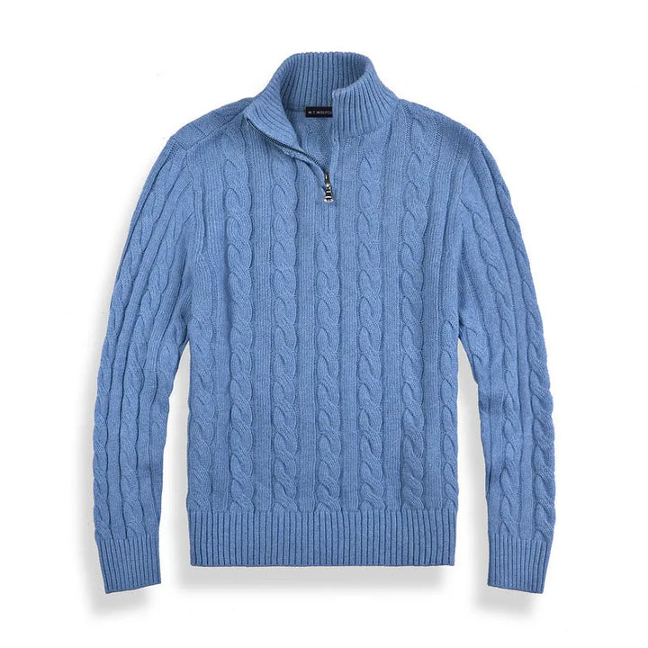 Herren Langarmpullover mit hohem Geripptem Kragen und Geripptem Saum