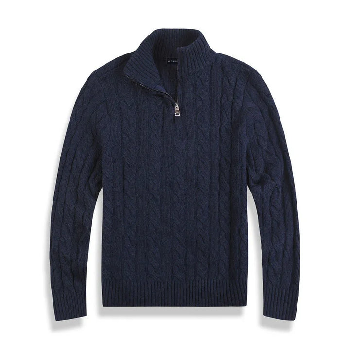 Herren Langarmpullover mit hohem Geripptem Kragen und Geripptem Saum