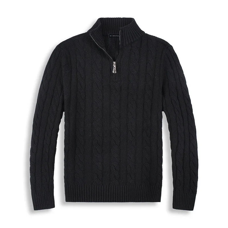 Herren Langarmpullover mit hohem Geripptem Kragen und Geripptem Saum