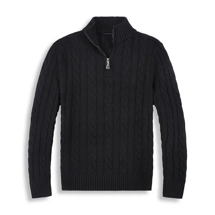 Herren Langarmpullover mit hohem Geripptem Kragen und Geripptem Saum