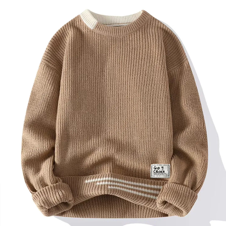 Herren Langarmpullover mit Rundhalsausschnitt und Rippbündchen