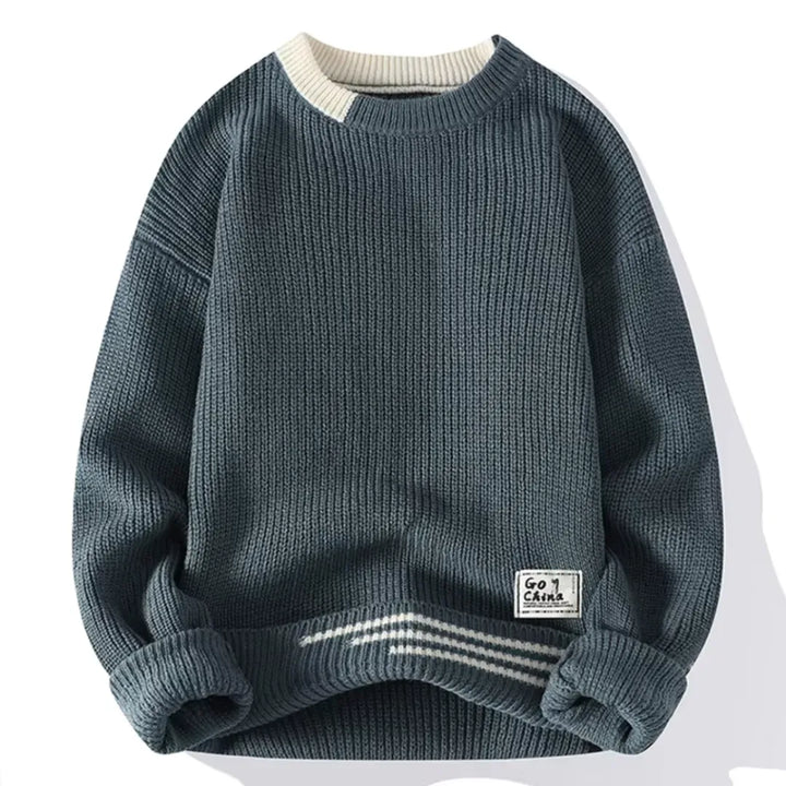 Herren Langarmpullover mit Rundhalsausschnitt und Rippbündchen
