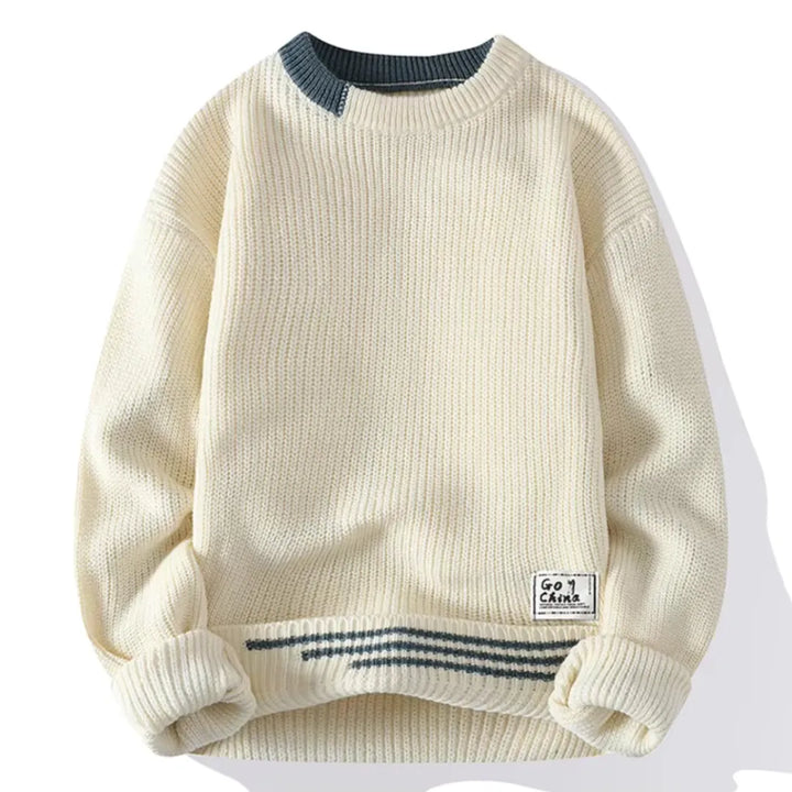 Herren Langarmpullover mit Rundhalsausschnitt und Rippbündchen