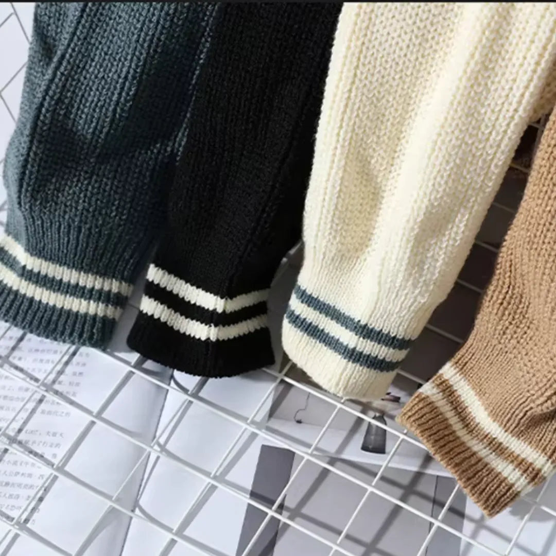 Herren Langarmpullover mit Rundhalsausschnitt und Rippbündchen