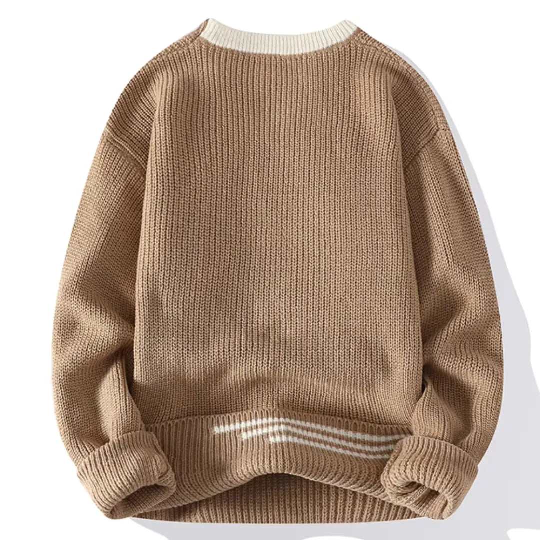 Herren Langarmpullover mit Rundhalsausschnitt und Rippbündchen