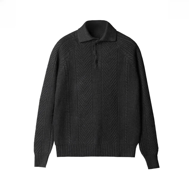 Herren Langarmpullover mit spitzem Kragen und Raglanschulter