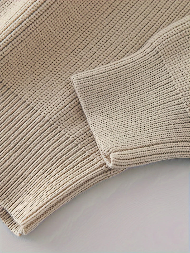 Herren Langarmpullover mit Stehkragen und kurzem Frontreißverschluss