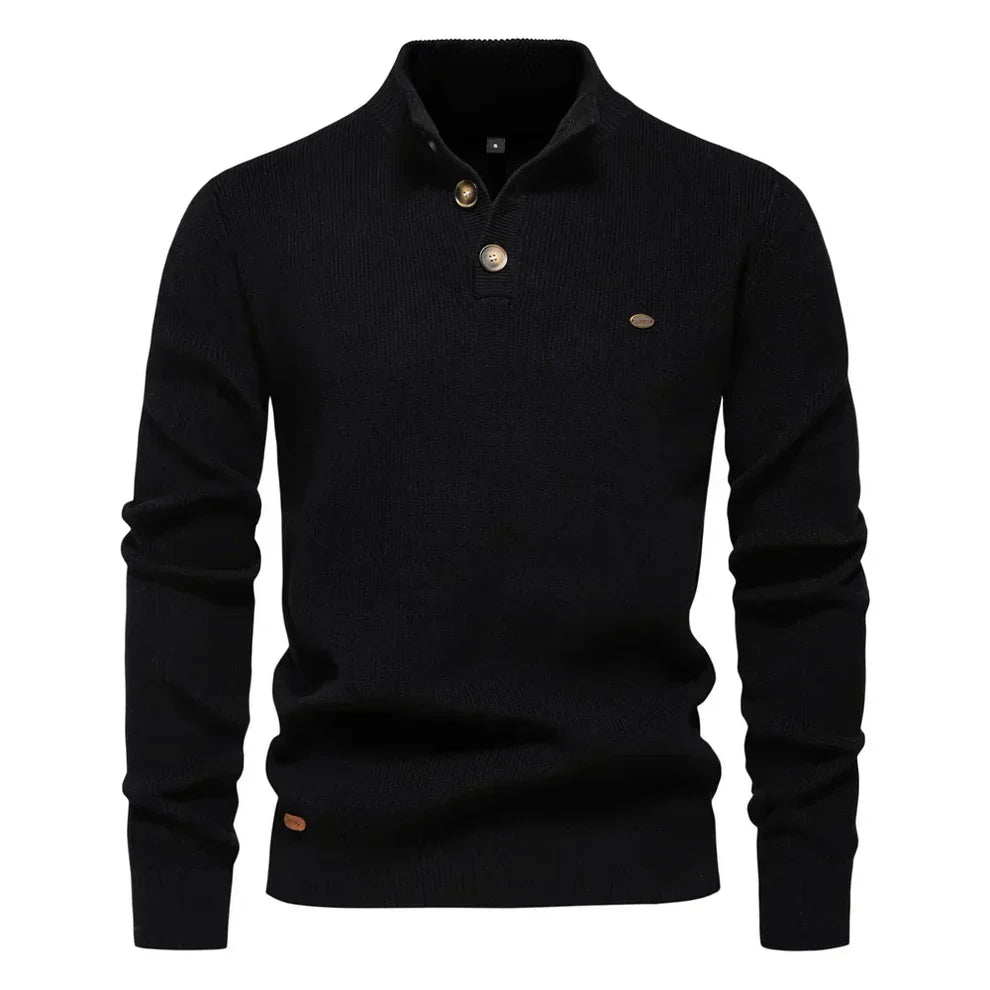 Herren Pullover Langarm mit Stehkragen und Rippbündchen