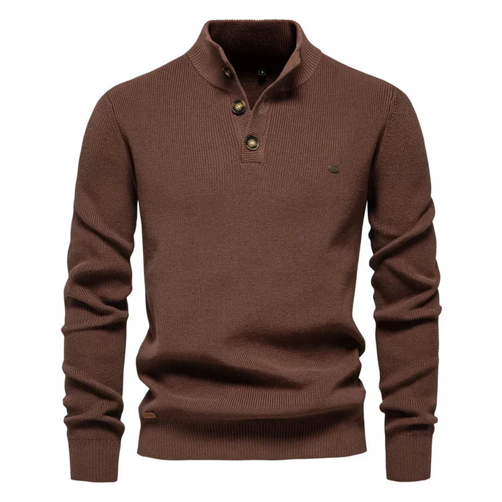 Herren Pullover Langarm mit Stehkragen und Rippbündchen