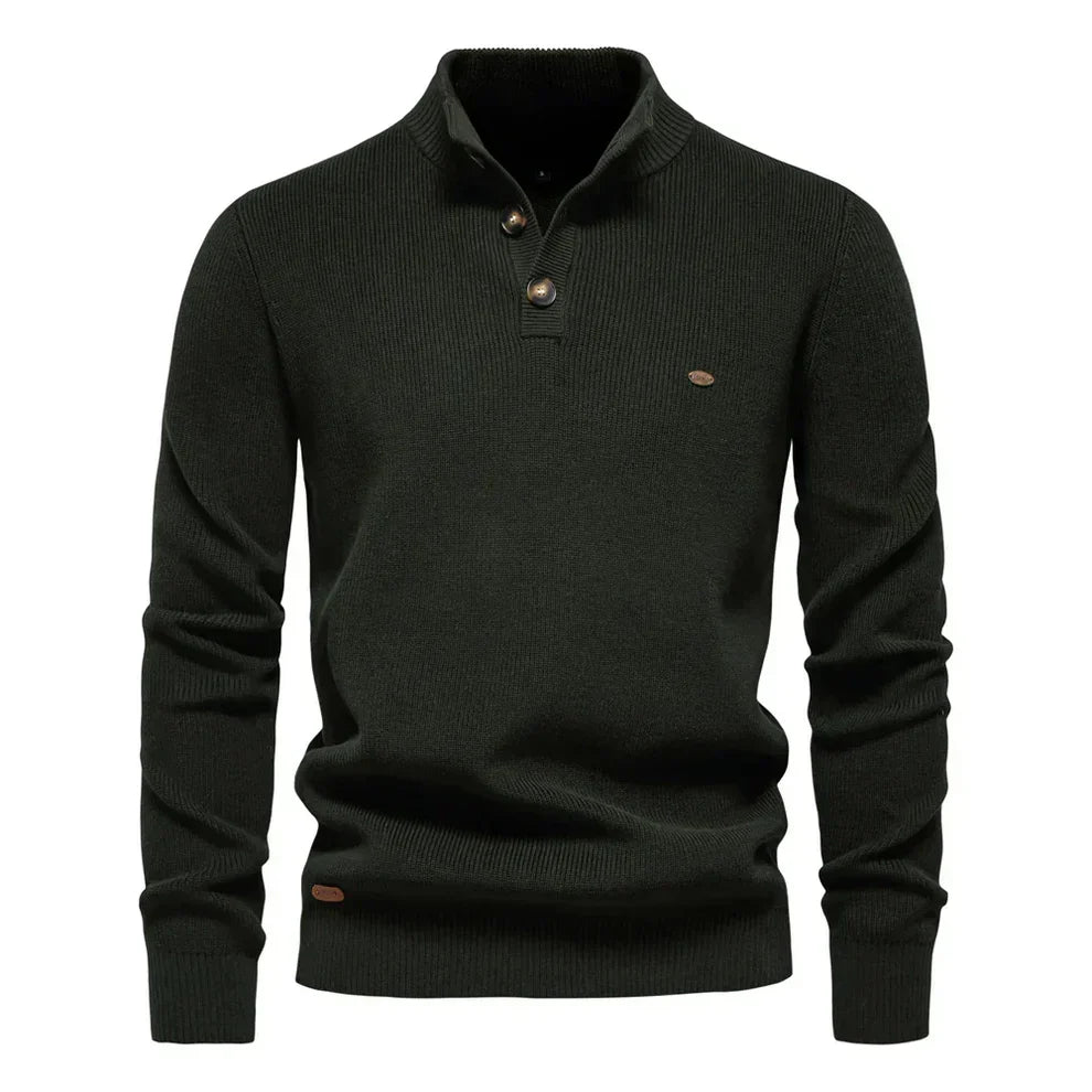 Herren Pullover Langarm mit Stehkragen und Rippbündchen