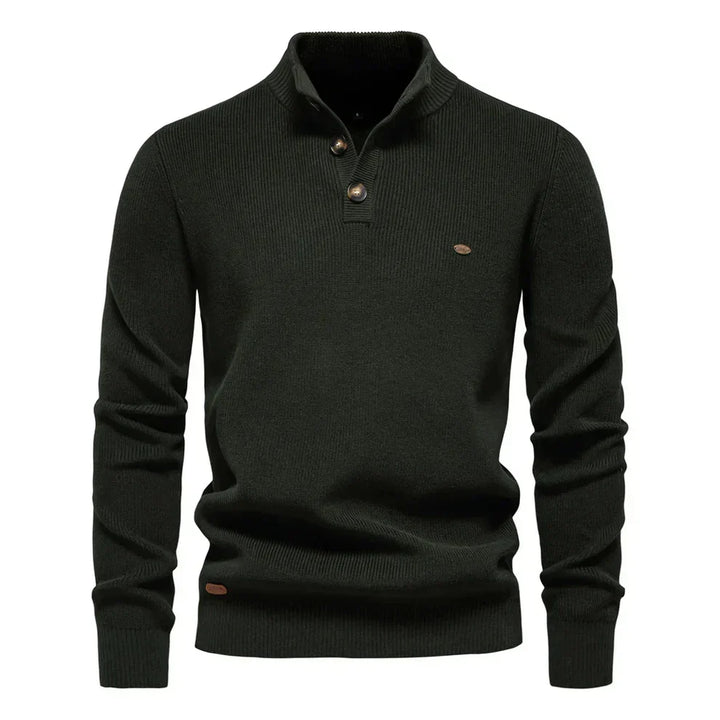Herren Pullover Langarm mit Stehkragen und Rippbündchen