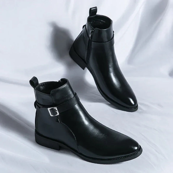 Herren Stiefeletten mit seitlichem Reißverschluss und Knöchelriemen