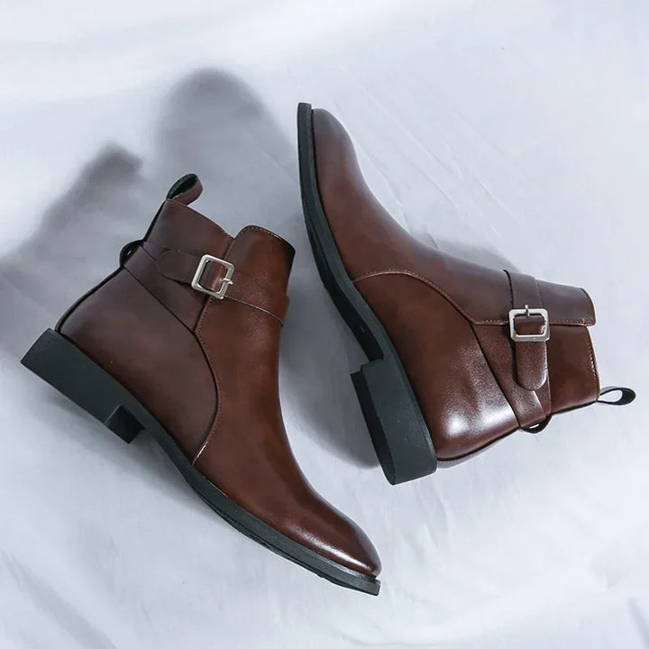 Herren Stiefeletten mit seitlichem Reißverschluss und Knöchelriemen