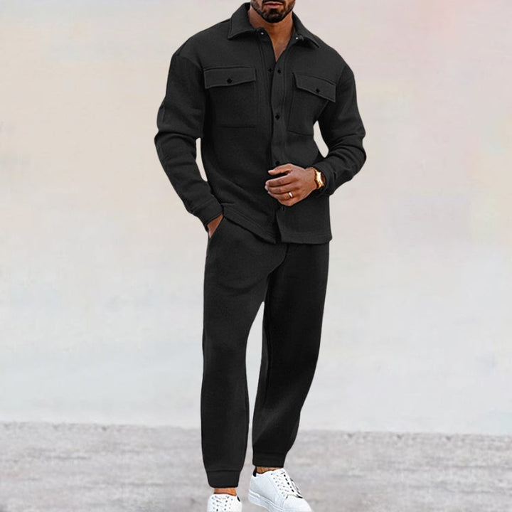 Herren Zweiteiliges Set mit Druckknopfleiste und Brusttaschen