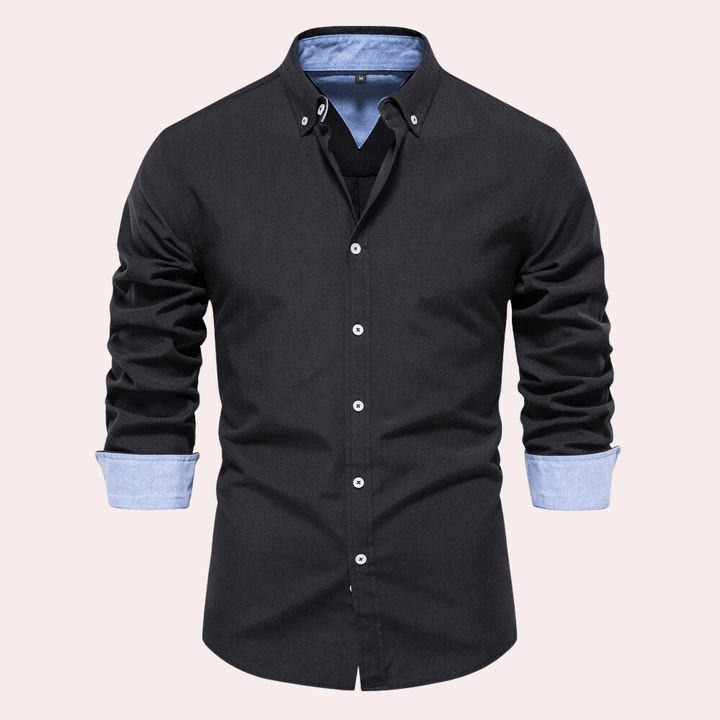 Herrenhemd mit Langarm und Button-Down-Kragen