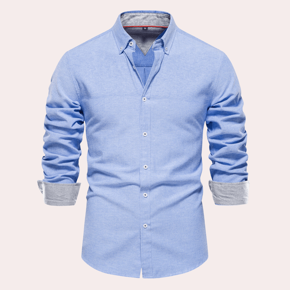 Herrenhemd mit Langarm und Button-Down-Kragen