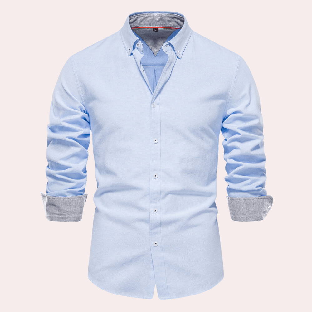 Herrenhemd mit Langarm und Button-Down-Kragen