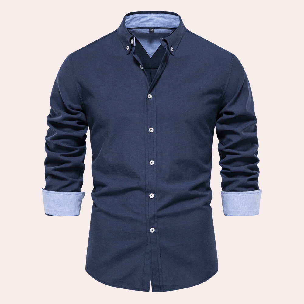 Herrenhemd mit Langarm und Button-Down-Kragen