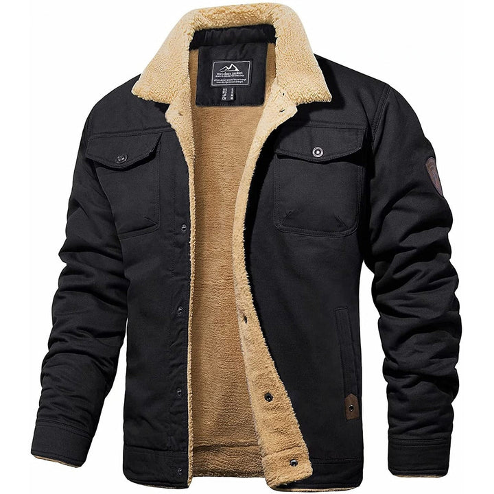 Herrenjacke mit Druckknopfleiste und Brusttaschen mit Patte