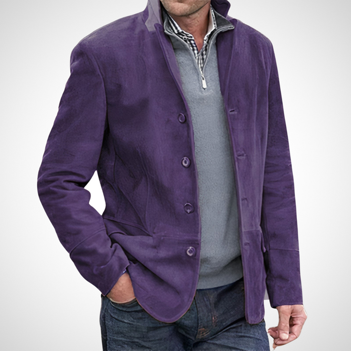 Herrenjacke mit einreihigem Knopfverschluss und Stehkragen