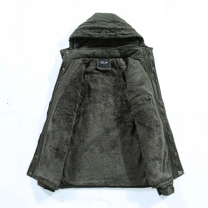 Herrenjacke mit Kapuze Plüschfutter und Frontreißverschluss
