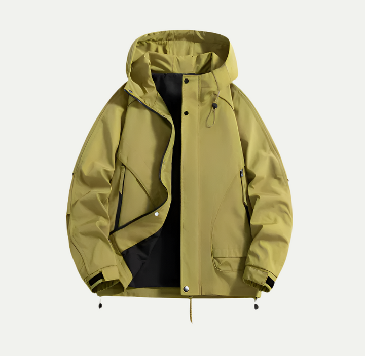 Herrenjacke mit Kapuze und vorderen Reißverschlusstaschen