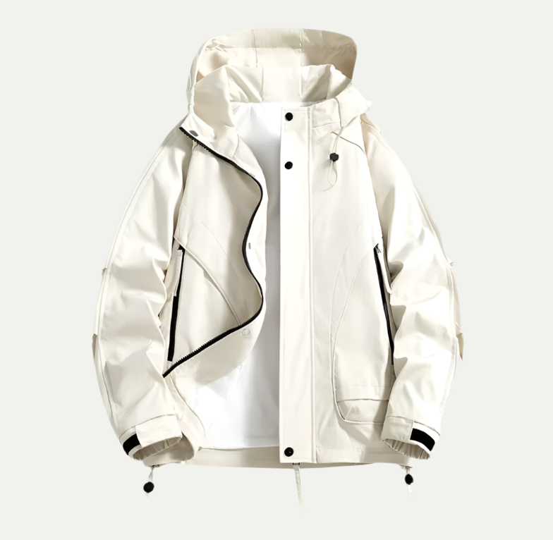 Herrenjacke mit Kapuze und vorderen Reißverschlusstaschen