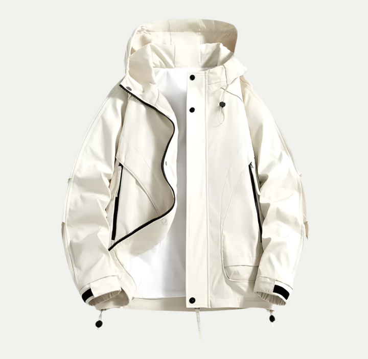 Herrenjacke mit Kapuze und vorderen Reißverschlusstaschen