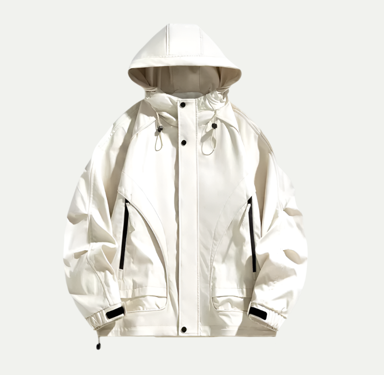 Herrenjacke mit Kapuze und vorderen Reißverschlusstaschen