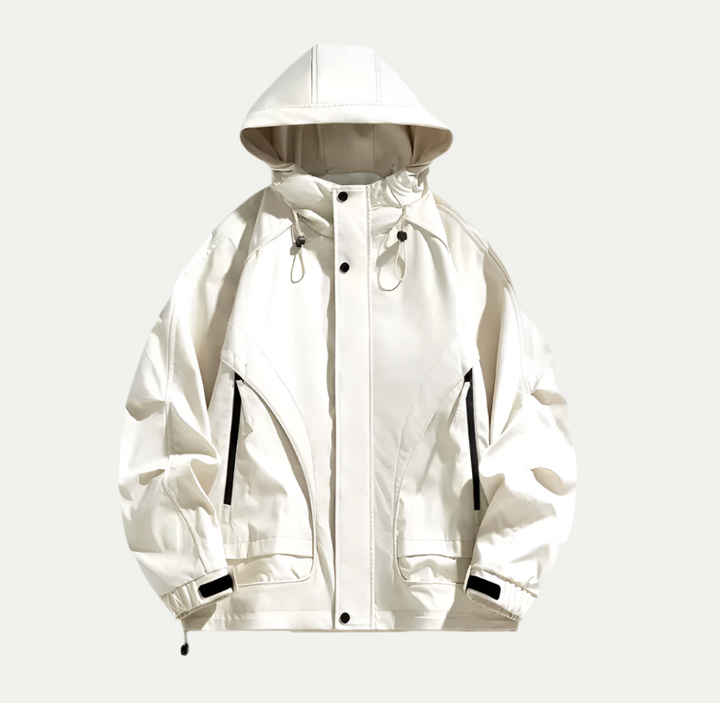 Herrenjacke mit Kapuze und vorderen Reißverschlusstaschen