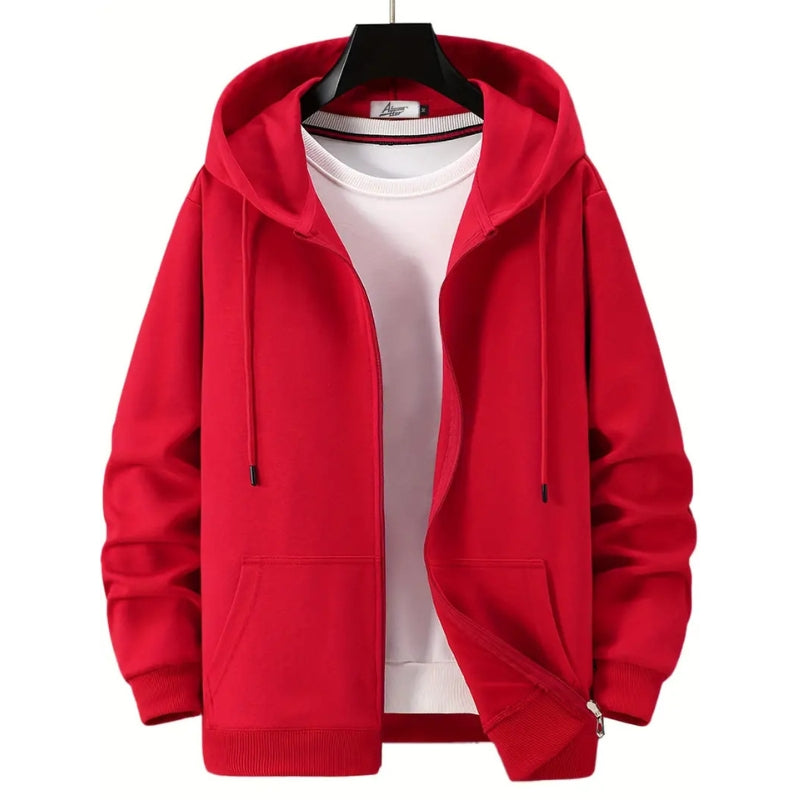 Herrenkapuzenjacke mit Reißverschluss und Kordelzug