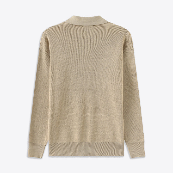 Herrenpullover mit kurzem Reißverschluss und Rippbündchen
