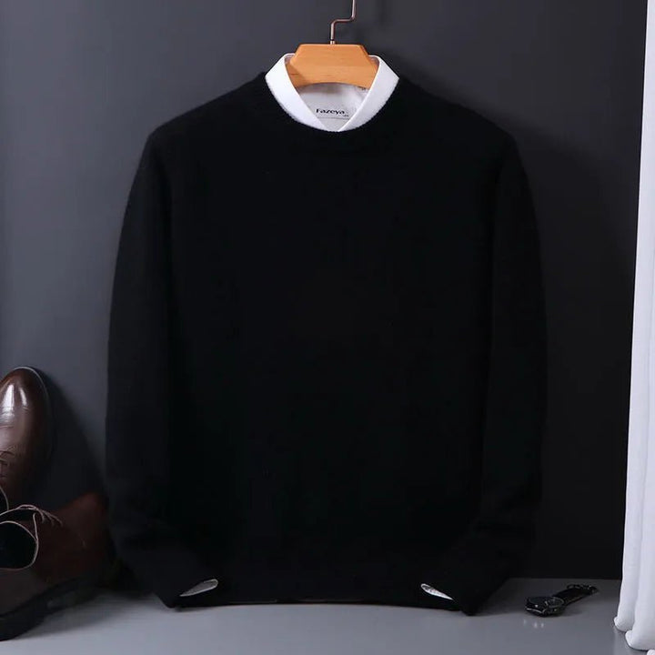 Herrenpullover mit Rundhalsausschnitt und Rippbündchen