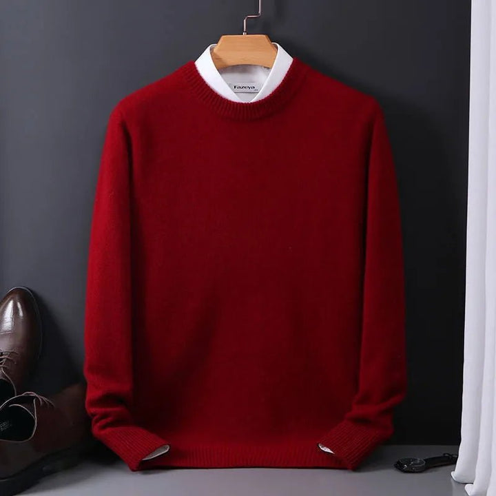 Herrenpullover mit Rundhalsausschnitt und Rippbündchen