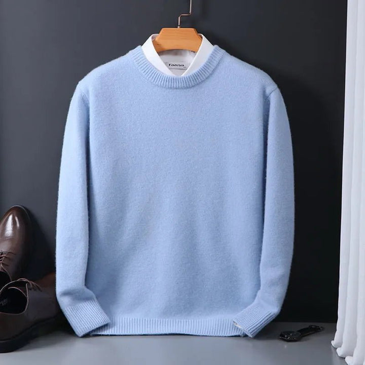 Herrenpullover mit Rundhalsausschnitt und Rippbündchen