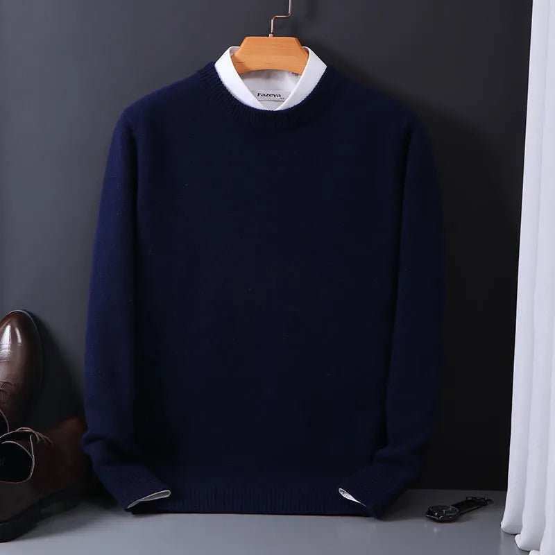 Herrenpullover mit Rundhalsausschnitt und Rippbündchen