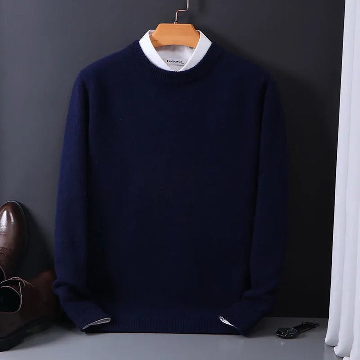 Herrenpullover mit Rundhalsausschnitt und Rippbündchen