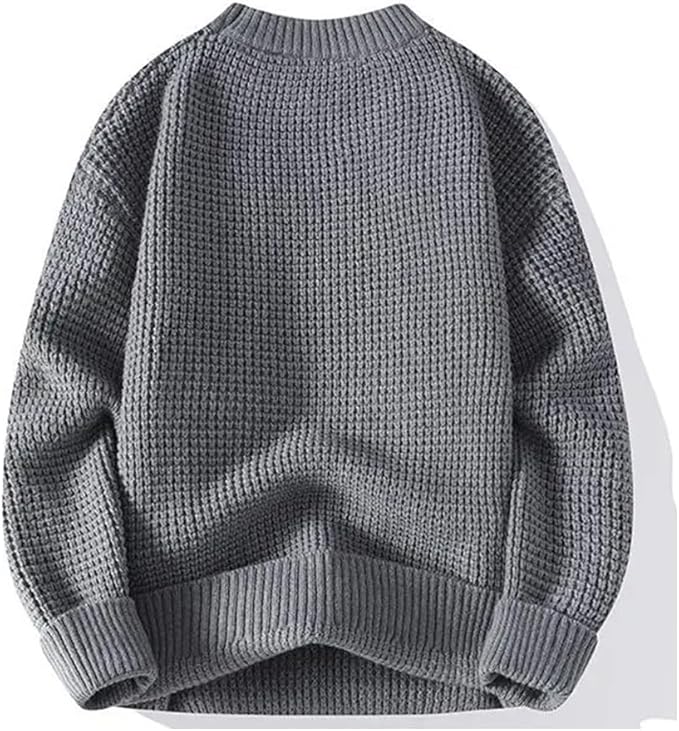 Herrenpullover mit Rundhalsausschnitt Waffelstrick und Rippbündchen