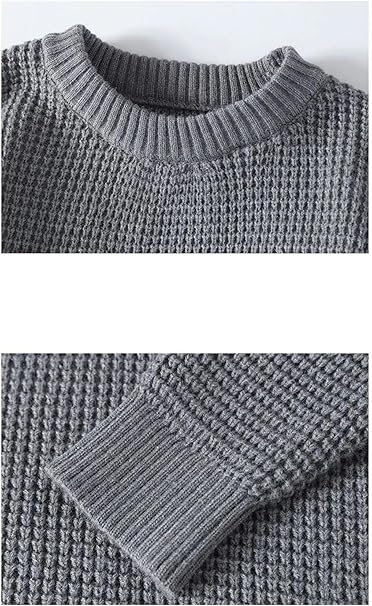 Herrenpullover mit Rundhalsausschnitt Waffelstrick und Rippbündchen