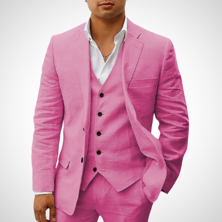 Dunkelrosanes Herrenset mit markantem Look – exklusives Maßgeschneidertes Dreiteiliges Set für Events