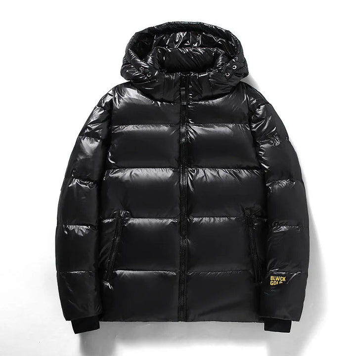 Herrensteppjacke mit Kapuze und Reißverschlusstaschen