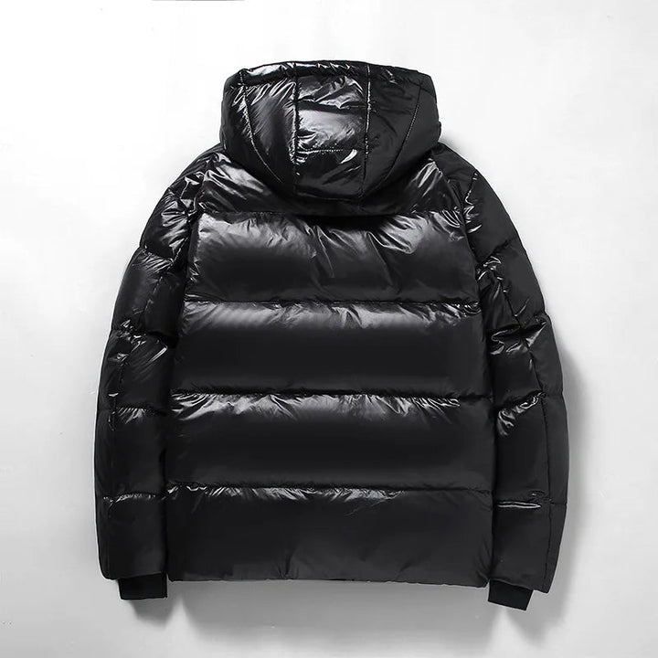 Herrensteppjacke mit Kapuze und Reißverschlusstaschen